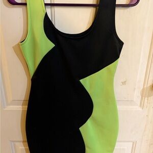 Black and Lime Green Colorblock Bodycon Dress